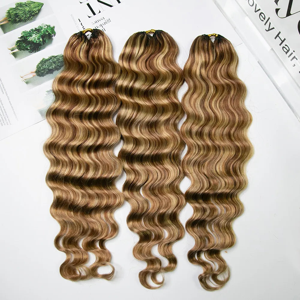 Bling Hair New In #27/30/613 Mixed Color Loose Deep Wave Feather Crochet Human Hair Extensions