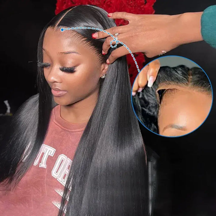 Super Sale Pre Cut 4X6 Ready to Wear and Go Lace Glueless Wigs Straight Human Hair Wigs