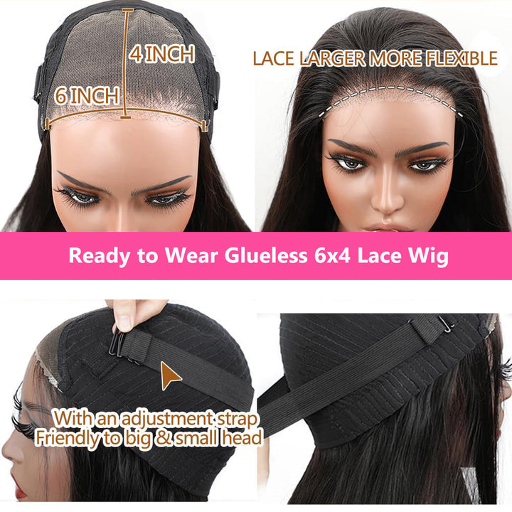 7x5 Ready to Wear Glueless Human Hair Wigs Body Wave Bleached Knots Pre-Cut 6x4 Lace Closure Wig