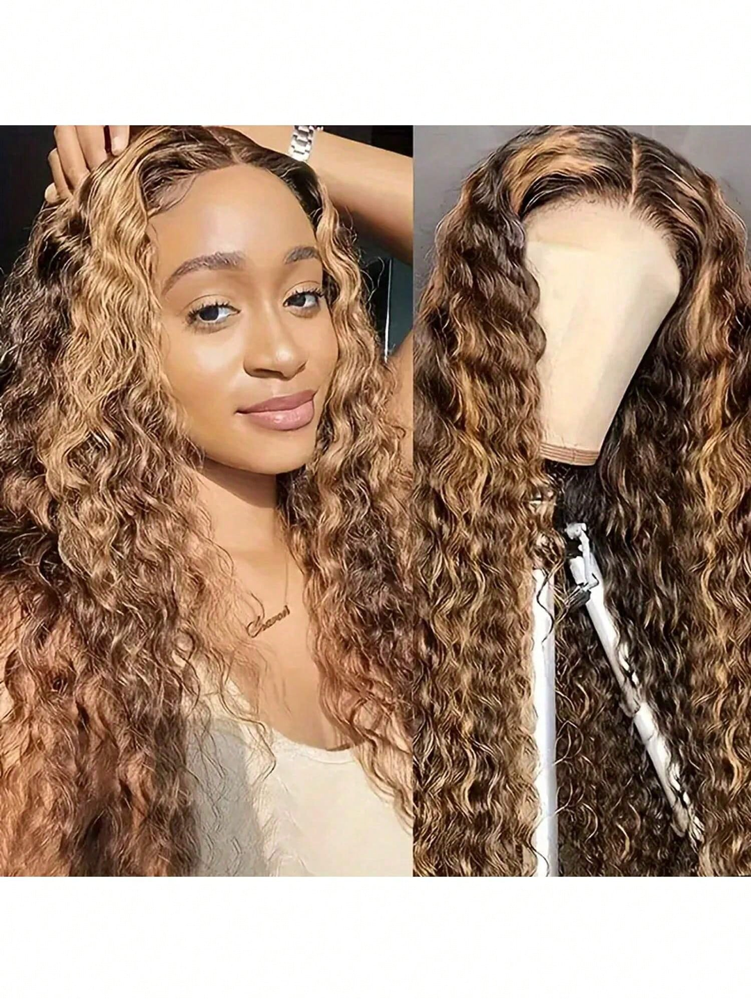 Honey Blonde Highlight Water Wave Pull Go 13x6 13x4 Lace Frontal And Pull Go 4x4 5x5 Skin Lace Closure Wig Tiny Knots Glueless Wig