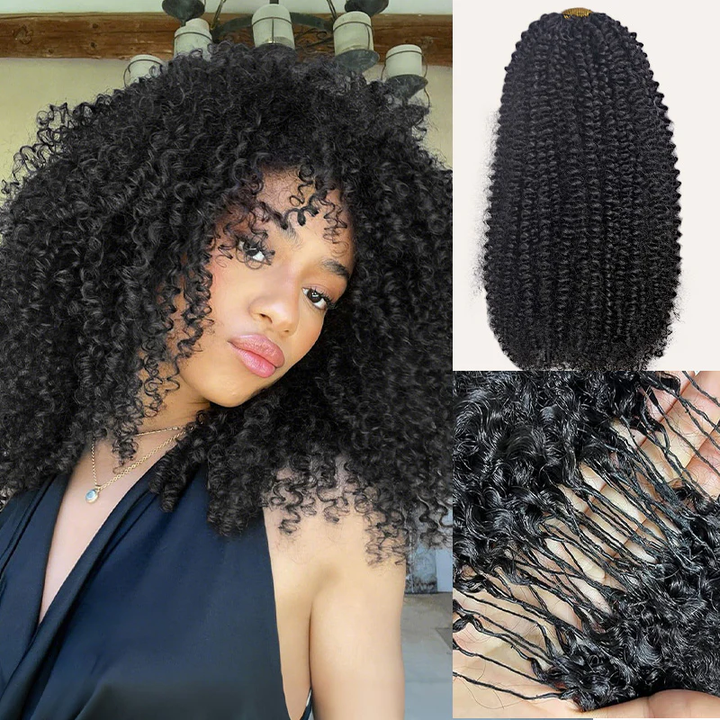 Bling Hair New In Afro Curly Crochet Human Hair for Miracle Knots, Boho Braid Ready – Time-Saving Pre-Separated Strands[No Code Needed]