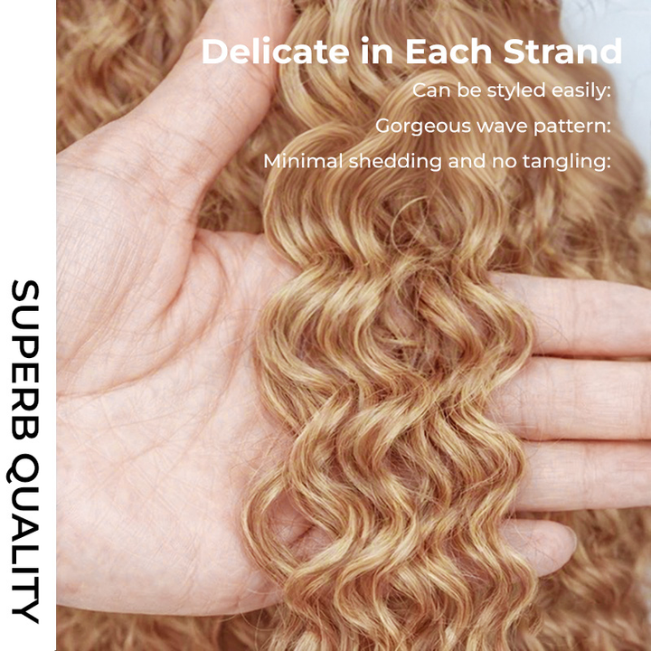 Bling Hair New In Color #27 Honey Blonde Burmese Curly Crochet Human Hair for Miracle Knots Plush Texture Time-Saving Wear
