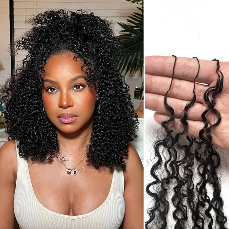 Bling Hair New Kinky Curly Crochet Human Hair for Natural Boho Braids Miracle Knots Ready Time-Saving Pre-Separated[No Code Needed]