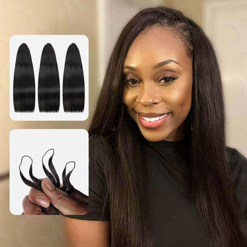 Bling Hair New In Silky Straight Feather Crochet Braid Natural Black Human Hair Extensions