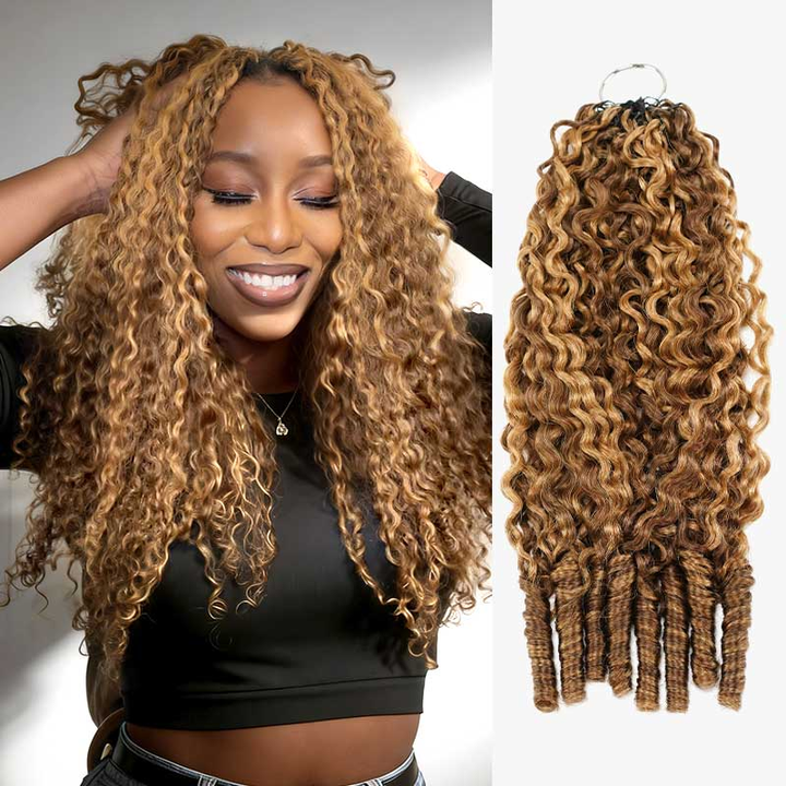 Highlight #P4/27 Burmese Curly Crochet Weave Hair Machine Made Feather Crochet Human Hair Extension