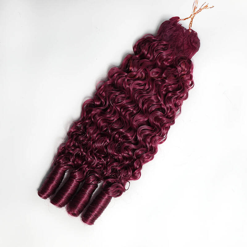 Bling Hair New In 99J Burgundy Burmese Curly Crochet Human Hair for Miracle Knots Plush Texture Time-Saving Wear[No Code Needed]