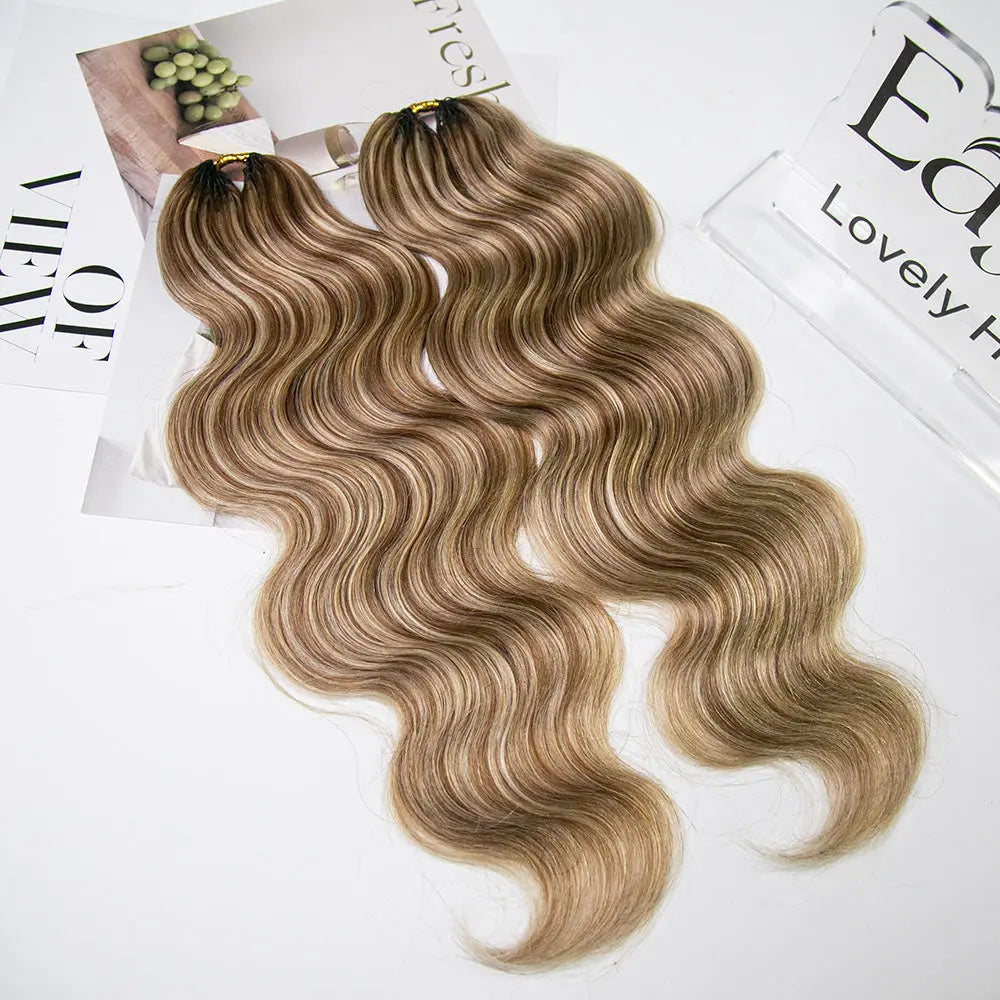 New Lightweight Blend #27/30/613 Mixed Color Body Wave Feather Crochet Human Hair Extensions In Bling Hair