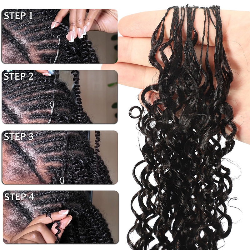 Bling Hair New Kinky Curly Crochet Human Hair for Natural Boho Braids Miracle Knots Ready Time-Saving Pre-Separated[No Code Needed]