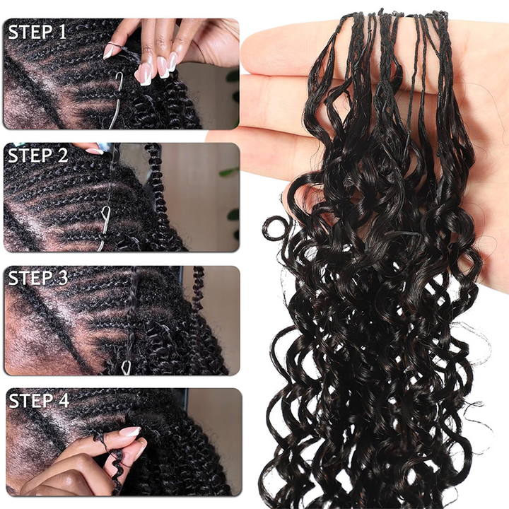 Bling Hair New Kinky Curly Crochet Human Hair for Natural Boho Braids Miracle Knots Ready Time-Saving Pre-Separated[No Code Needed]