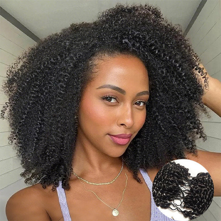 Bling Hair New In Afro Curly Crochet Human Hair for Miracle Knots, Boho Braid Ready – Time-Saving Pre-Separated Strands[No Code Needed]