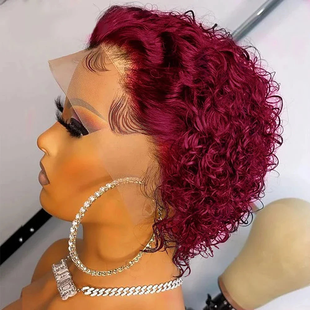 Pixie Cut 13x1 Hairline Lace Wig Spring Curl Short Bob Human Hair Wigs