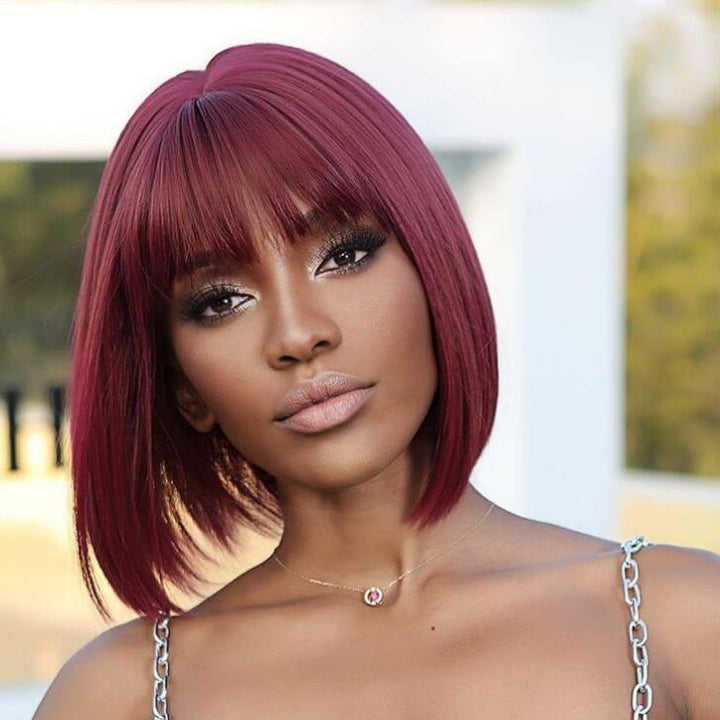 Buy One Get One Free Deep Wave Lace Wig Plus 99J Straight Bob Wig WIth Bang