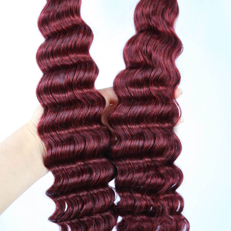 Micro Braiding Hair Human Bulk Hair Deep Wave 99J No Weft Human Hair Braids Extension