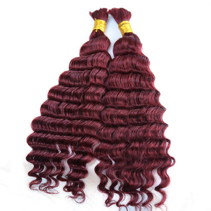 Micro Braiding Hair Human Bulk Hair Deep Wave 99J No Weft Human Hair Braids Extension