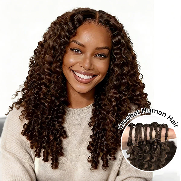 Bling Hair New In #4 Burmese Curly Crochet Human Hair for Boho Braids Miracle Knots Friendly Plush Texture Time-Saving Wear