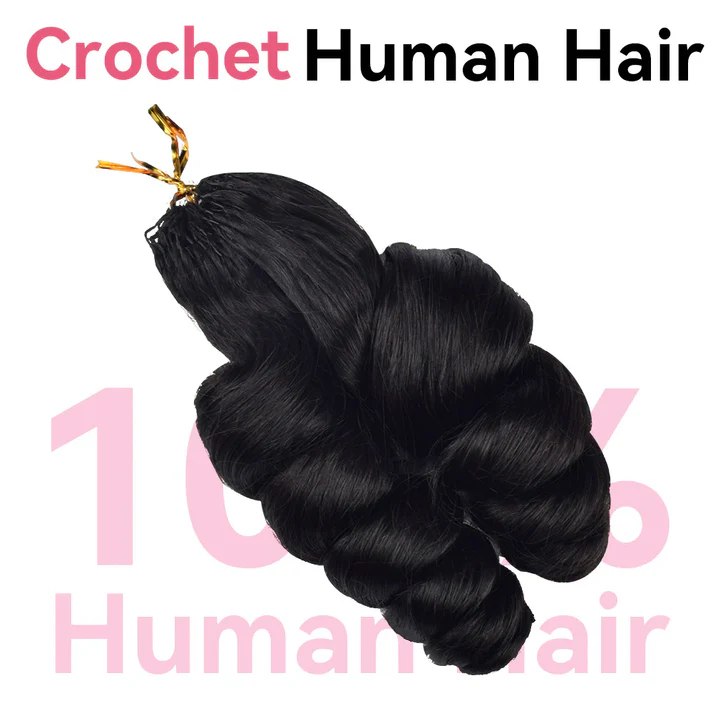 Bling Hair New In Loose Wave Crochet Hair Natural Black Human Hair Extensions[No Code Needed]