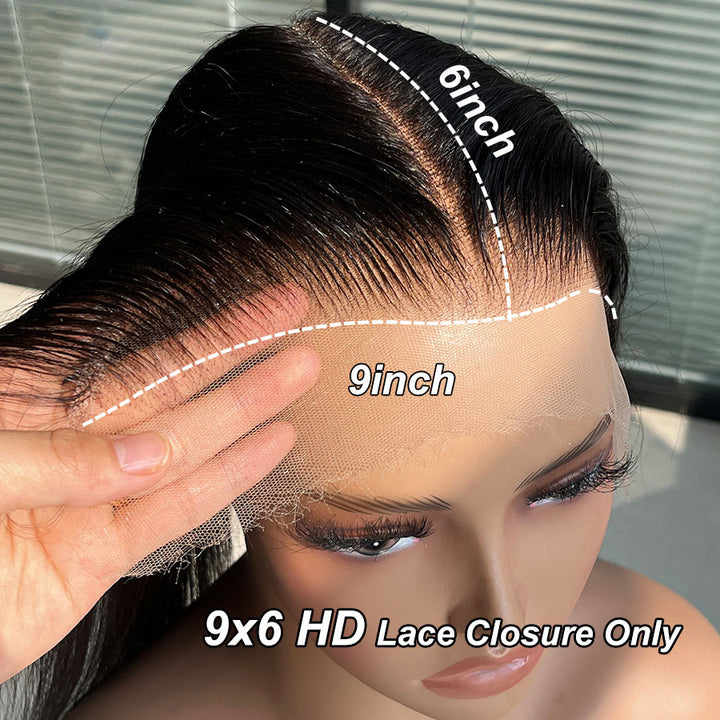 9x6 HD Lace Frontal Closure Straight Human Hair Transparent Lace Closures Only