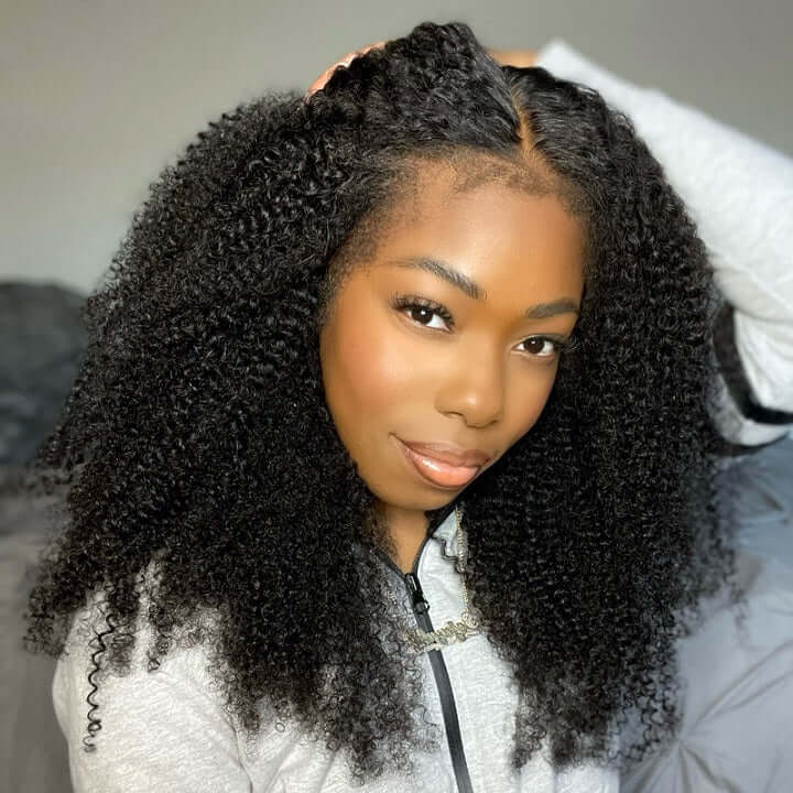 Afro Kinky Curly Hair Wigs Human Hair Lace Frontal Wigs Curly 4C Kinky Curly Human Hair Wig Natural Hairline