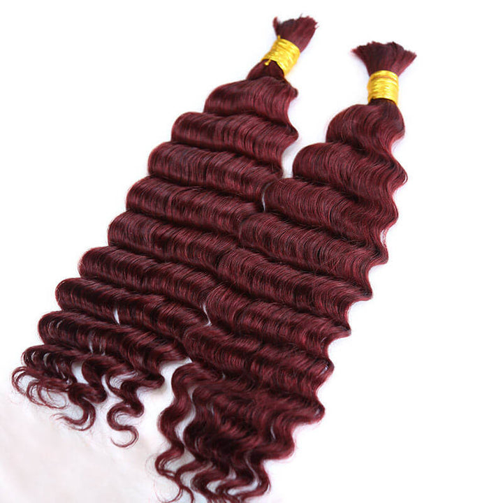 Micro Braiding Hair Human Bulk Hair Deep Wave 99J No Weft Human Hair Braids Extension