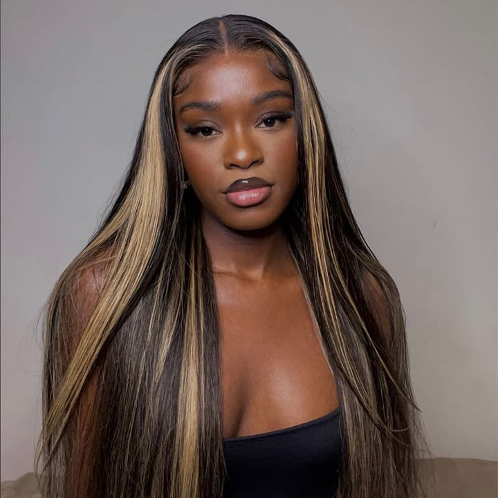Balayage Highlights Straight Human Hair P1B/27 Pre-Plucked Wig For Woman