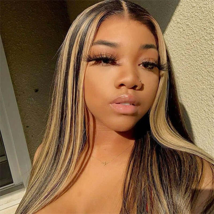 Balayage Highlights Straight Human Hair P1B/27 Pre-Plucked Wig For Woman