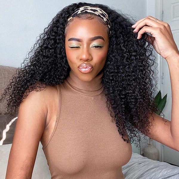 BlingHair Kinky Curly Headband Wigs Human Hair Wigs Brazilian Virgin Hair