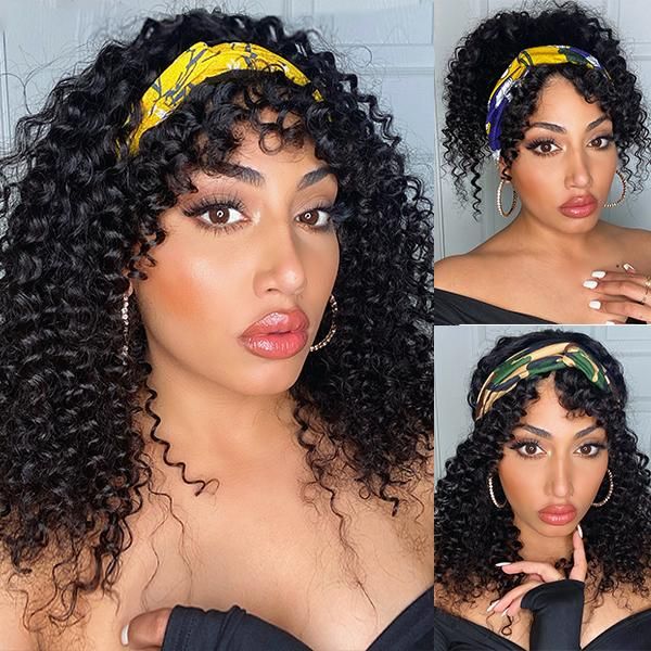 BlingHair Kinky Curly Headband Wigs Human Hair Wigs Brazilian Virgin Hair