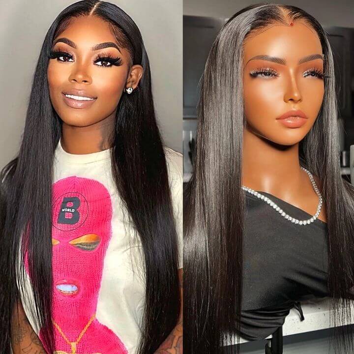 Bling Hair Virgin Hair straight 5x5 Lace Closure Wigs 180% Density  Melted Match All Skin