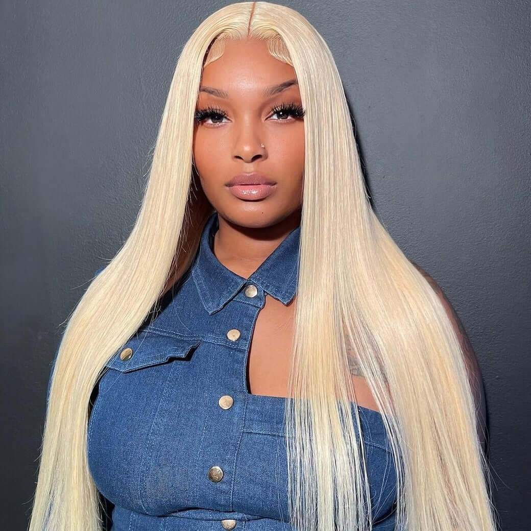 Blinghair 5x5 613 Blonde Transparent HD Lace Closure Wigs Straight Virgin Human Hair Wigs