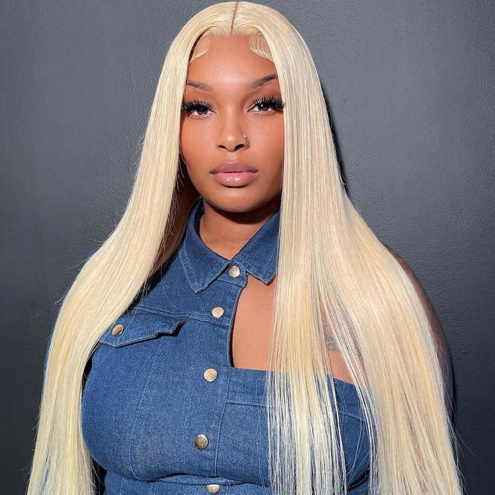 Blinghair 5x5 613 Blonde Transparent HD Lace Closure Wigs Straight Virgin Human Hair Wigs