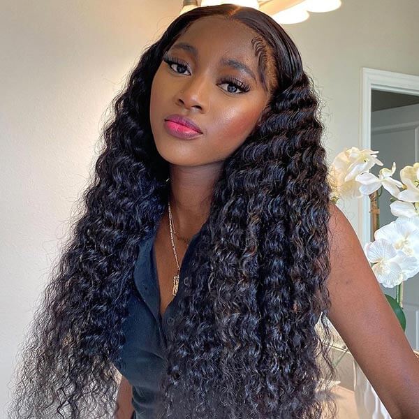 Deep Wave 5x5 Lace Closure Human Hair Wig Pre Plucked Brazilian Remy Hair