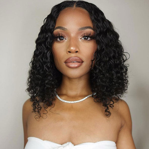Water Wave 4x6 Wear & Go Short Bob Wig Human Hair Glueless Pre-Cut Air Lace Wig