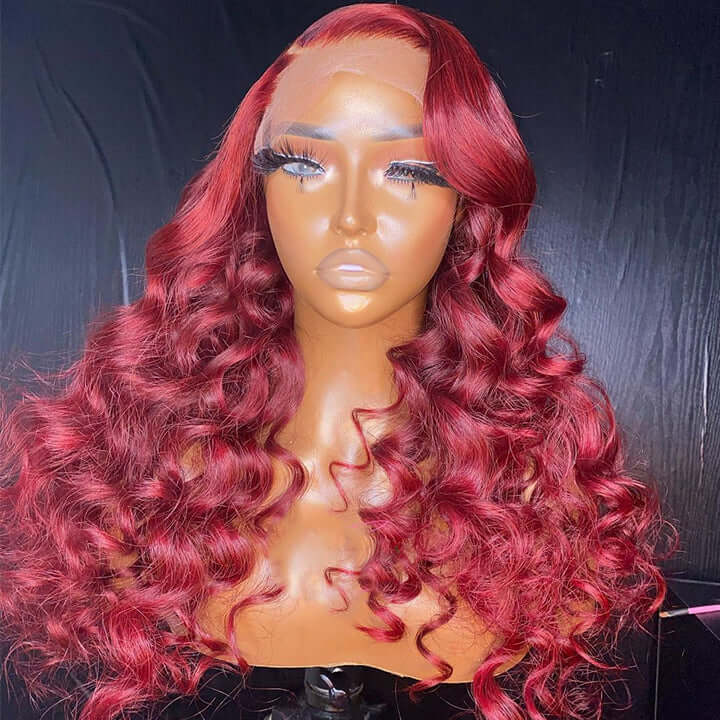 Burgundy Loose Deep Wave Lace Front Wig 99j Red Colore Hair Glueless Undetectable Hair Wig