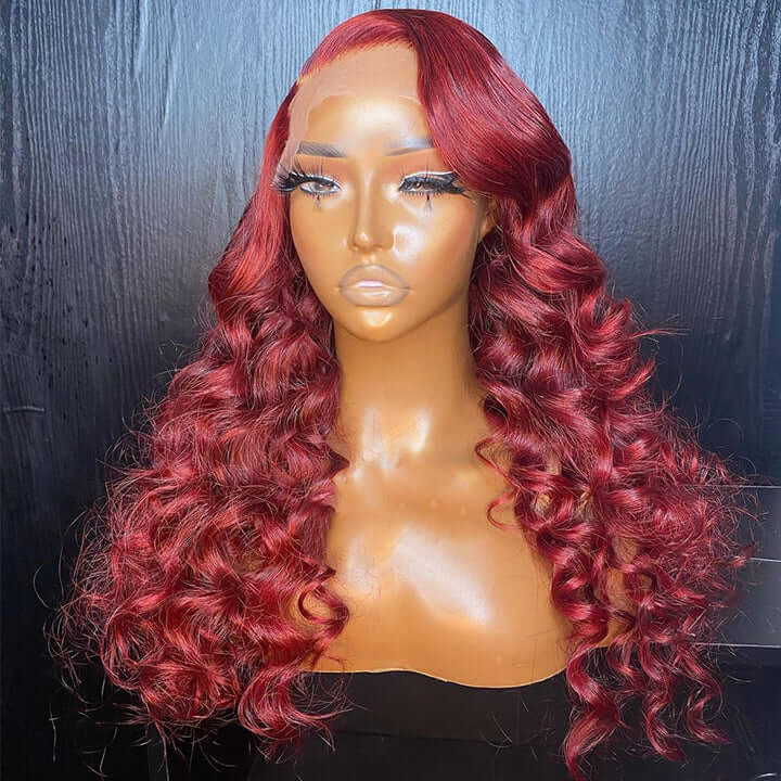 Burgundy Loose Deep Wave Lace Front Wig 99j Red Colore Hair Glueless Undetectable Hair Wig