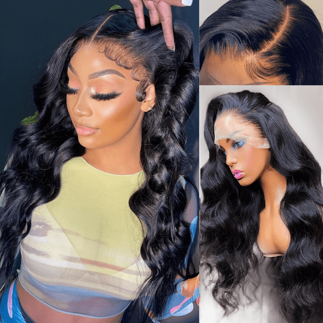 13x6 Body Wave Lace Front Human Hair Wigs 150% Density Brazilian Transparen Lace Frontal Wig For Women