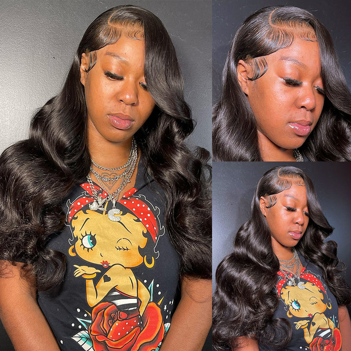 13x6 Body Wave Lace Front Human Hair Wigs 150% Density Brazilian Transparen Lace Frontal Wig For Women