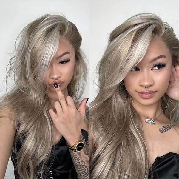 Customized Blonde Balayage on Brown Hair Transparent 13x4 &13x6 Lace Frontal Wig