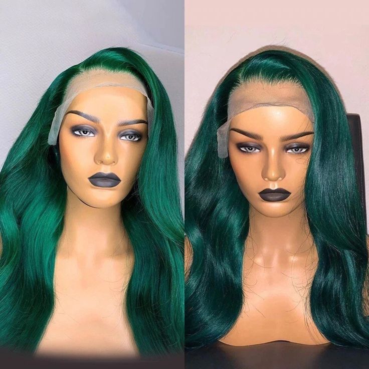Dark Green Body Wave Lace Wigs With Baby Hair Human Hair Wig