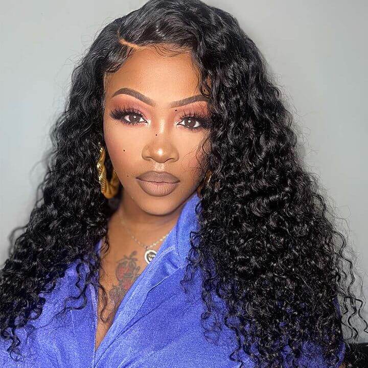 Super Sale Deep Wave 13x4/13x6 Lace Frontal Human Hair Wig Natural Black