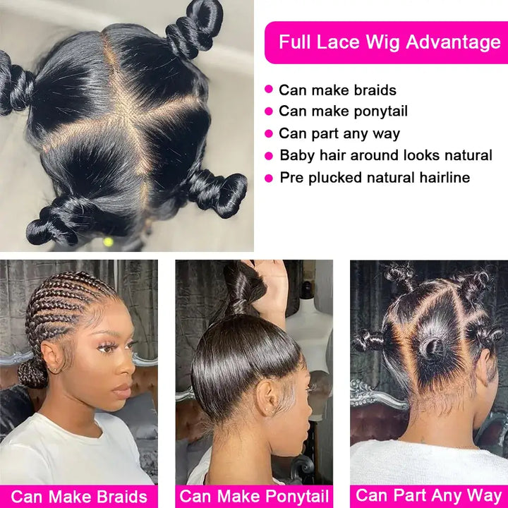 Full Lace Wig Perruques 100% Cheveux Humains 