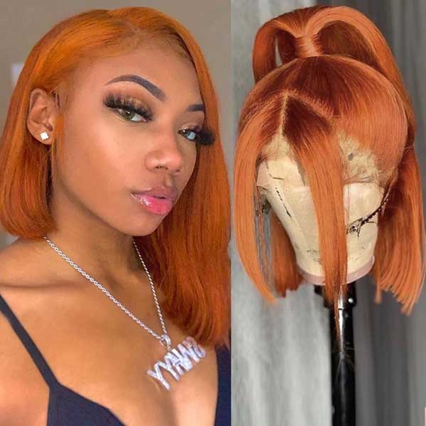 Ginger Wig Brazilian Human Hair Bob Wigs Straight 13x4 Lace Front Human Hair Wigs