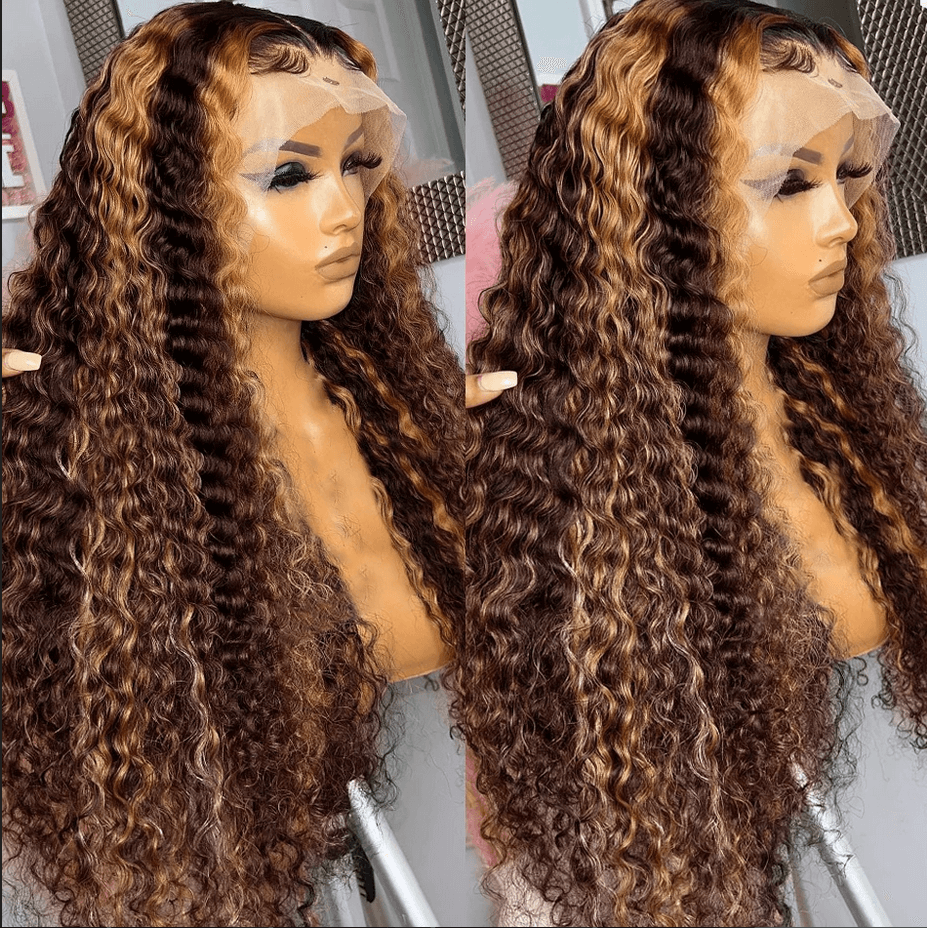 Highlight Deep Wave Transparent Lace Wigs 13x4  / 4x4 Virgin Hair Wigs