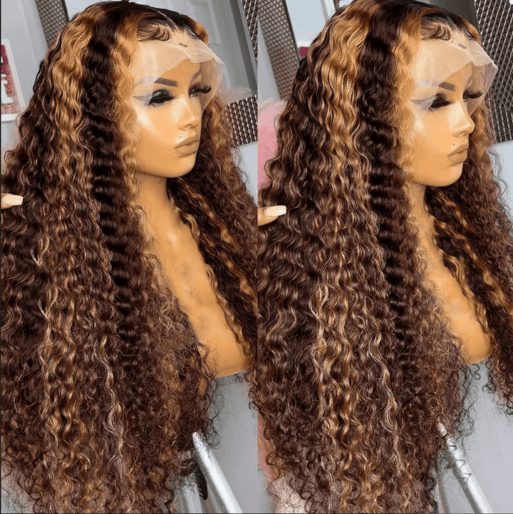Highlight Deep Wave Transparent Lace Wigs 13x4  / 4x4 Virgin Hair Wigs