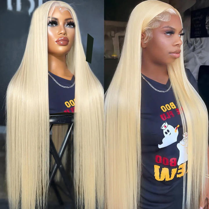 613 Blonde Lace Front Human Hair Wigs Straight Transparent 13x4 13x6 Lace Frontal Wig 180% Density