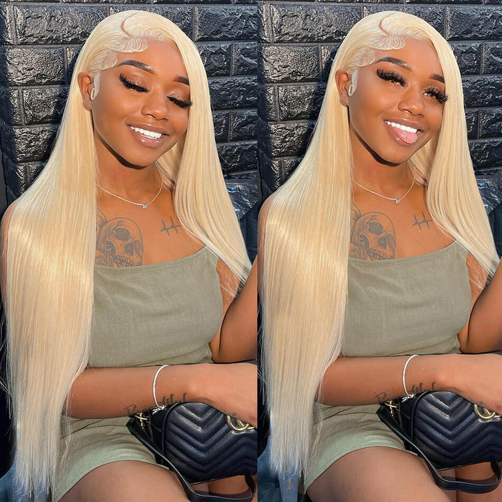 613 Blonde Lace Front Human Hair Wigs Straight Transparent 13x4 13x6 Lace Frontal Wig 180% Density