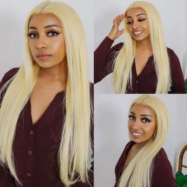 613 Blonde Ready To Wear Glueless 4*4 5*5 Transparent Lace Closure Straight Wig Pre-plucked
