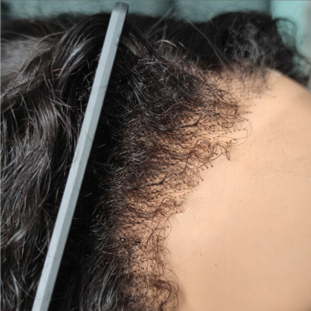 Handmade 4C Hairline Glueless Curly Lace Front Bob Wig With Curly Edges Kinky Baby Hair