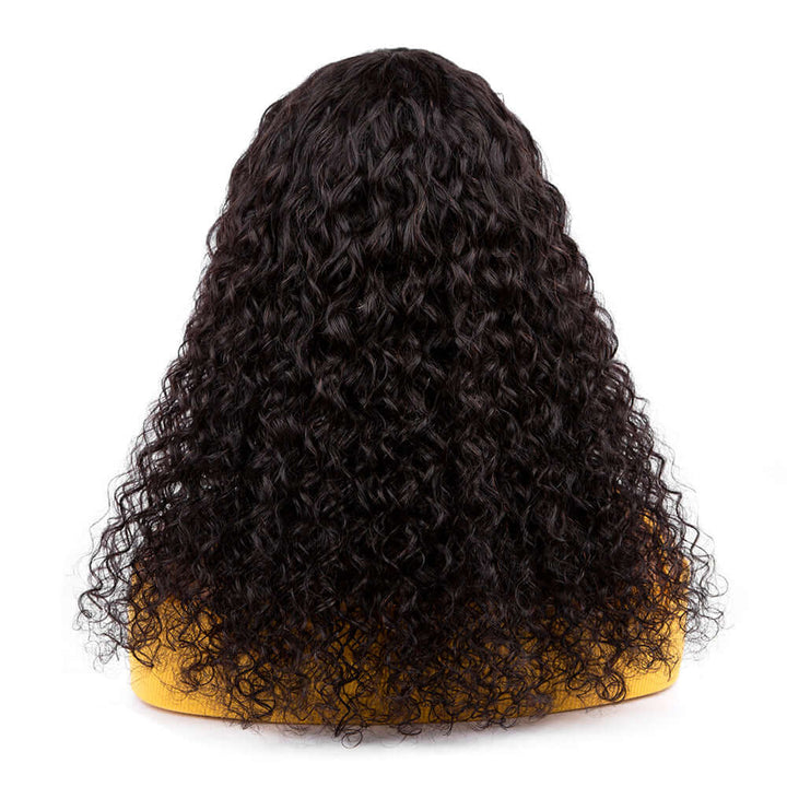 Peluca Bob de onda profunda con flequillo limpio, sin cola, súper asequible, hecha a máquina, cabello virgen, pelucas de cabello humano brasileño, cabello ostentoso