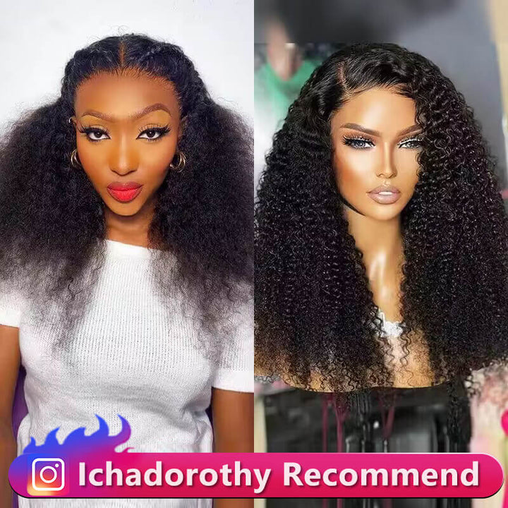 Kinky Curly Lace Front Human Hair Wigs Pre plucked Lace Frontal Wigs