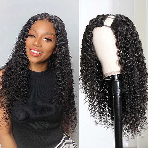 U Part Perruques Cheveux Humains Vague de Corps Perruques Couleur Naturelle Bling Cheveux